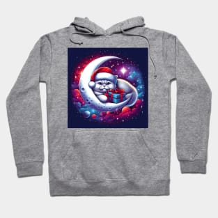 British Shorthair Cat On The Moon Christmas Hoodie